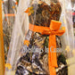 wedding veil with scattered leaves