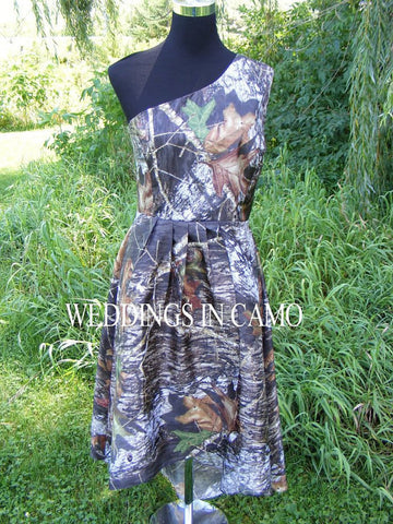 CAMO BRIDESMAID dress+high low hemline+ in Country wedding colors