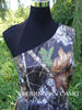 camo bridesmaid dress with high low hemline