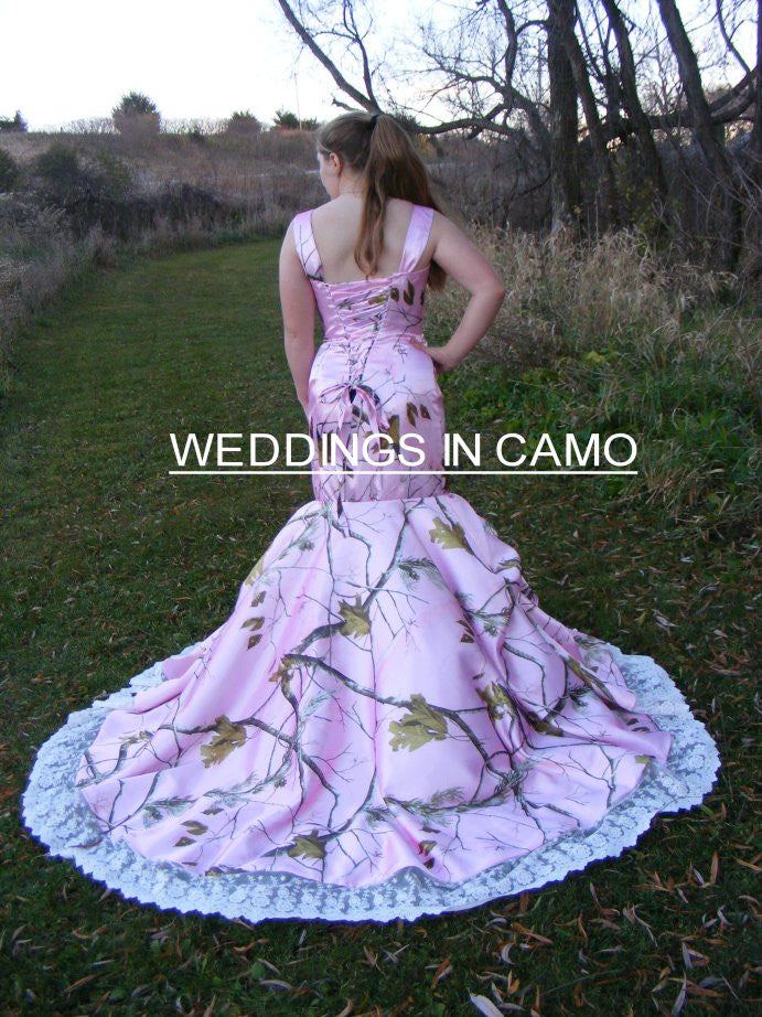 CAMO WEDDING Dress with corset back and flared bottom SIZES 2 to 14