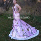 camo wedding dress trumpet style, edged with lace