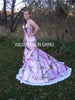 PINK CAMO WEDDING Dress+ fitted style+CORSET back+ Flare bottom and train sizes 16 to 24