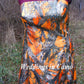 long camo bridesmaid strapless