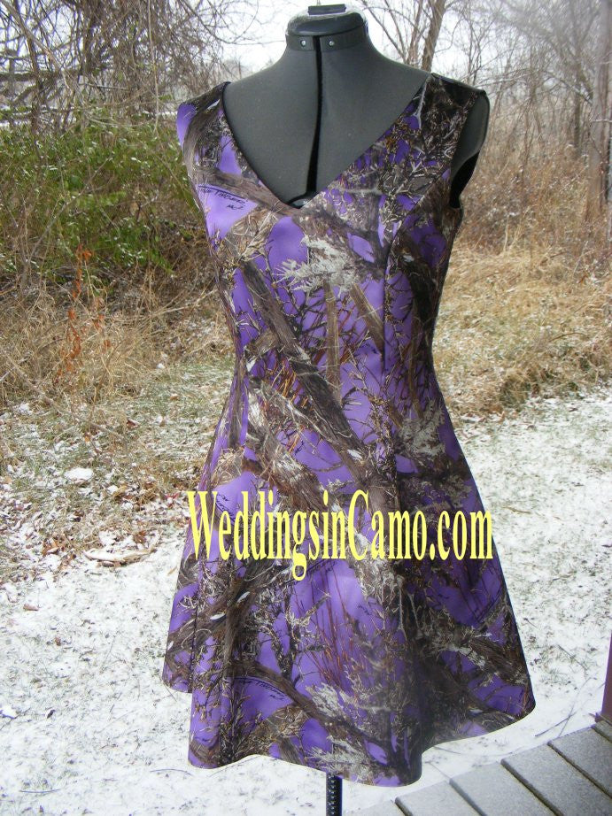 SHORT CAMO Bridesmaid Sleeveless with V-neck GREAT for plus sizes SIZES 18 to 28