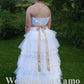 wedding dress lace top and layers of lace ruffles strapless