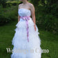 wedding dress lace top and layers of lace ruffles strapless