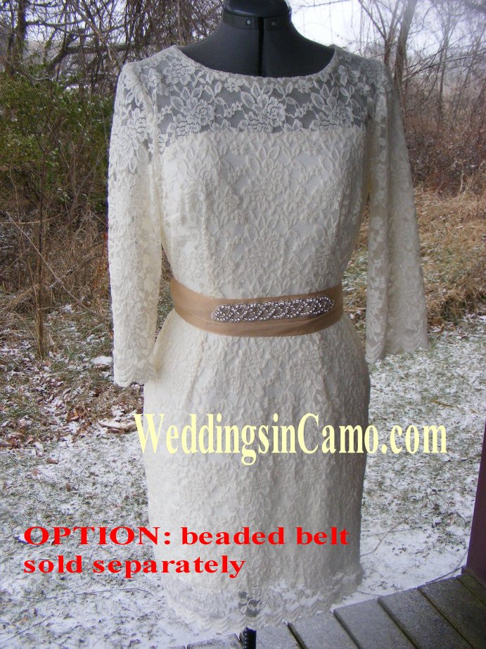 short lace dress with 3/4 sleeves
