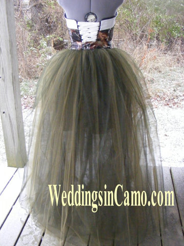 CAMO dress SHORT dress+PLUS SIZE with Tulle overskirt SHORT wedding dress