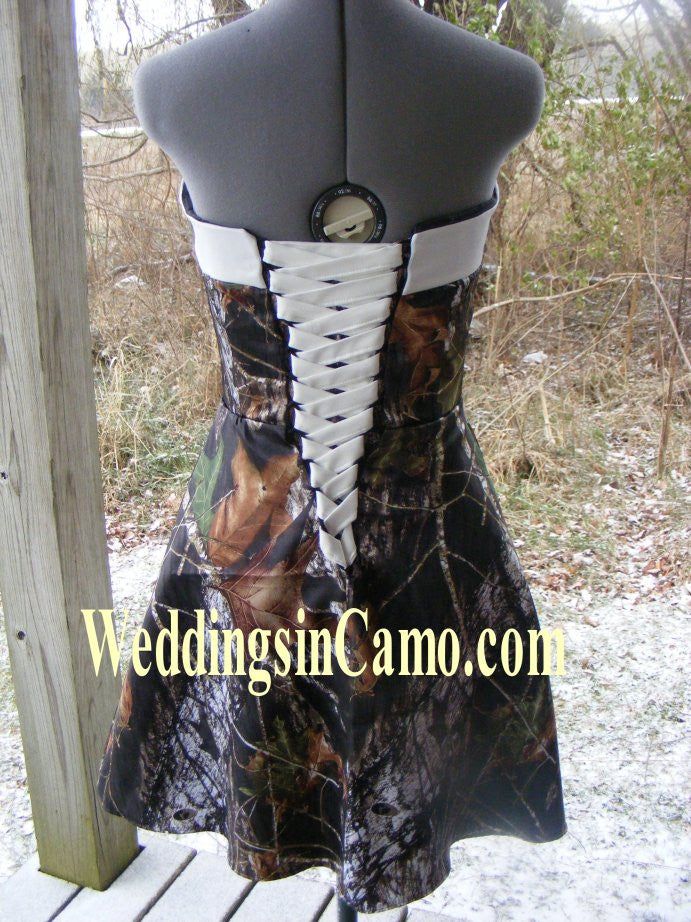 short camo dress strapless corset back