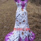 Snowfall camo wedding dress with purple lace fit n flare