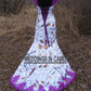 Snowfall camo wedding dress with purple lace fit n flare