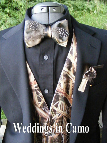 CAMO Bowties with feathers all COLORS+camo bow ties+mens camo tie