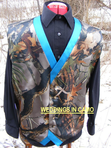 MENS CAMO Vest Two-tone trim sixteen color choices Custom Made