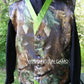 Realtree camo two-tone vests with colored trim